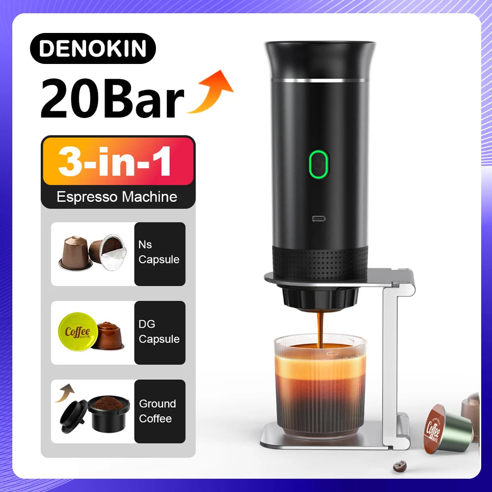 Wireless Portable Espresso Machine – 3-in-1 Coffee Maker, 20 Bar