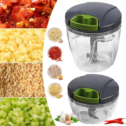 Manual Pull-String Food Chopper – Garlic, Onion & Vegetable Cutter