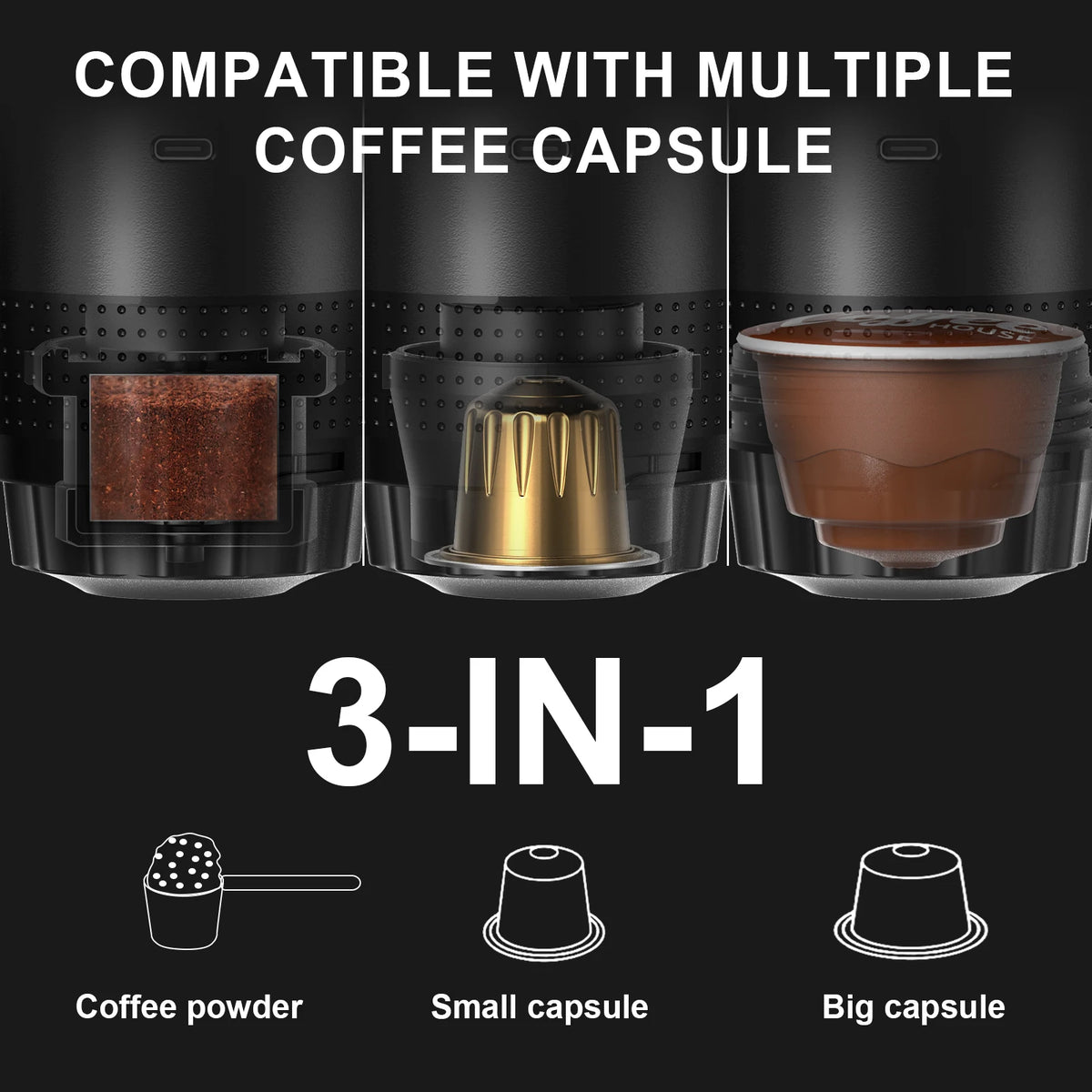 Wireless Portable Espresso Machine – 3-in-1 Coffee Maker, 20 Bar