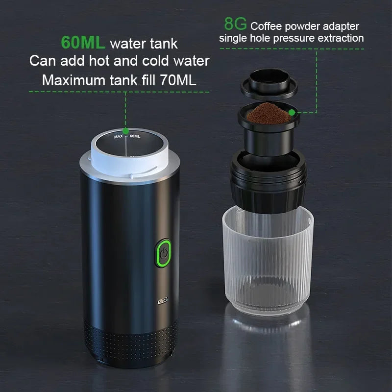 Wireless Portable Espresso Machine – 3-in-1 Coffee Maker, 20 Bar