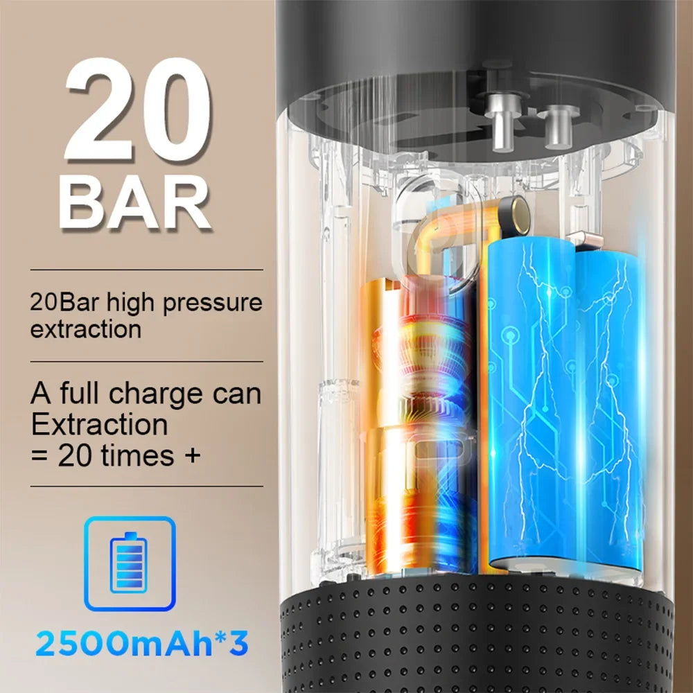 Wireless Portable Espresso Machine – 3-in-1 Coffee Maker, 20 Bar