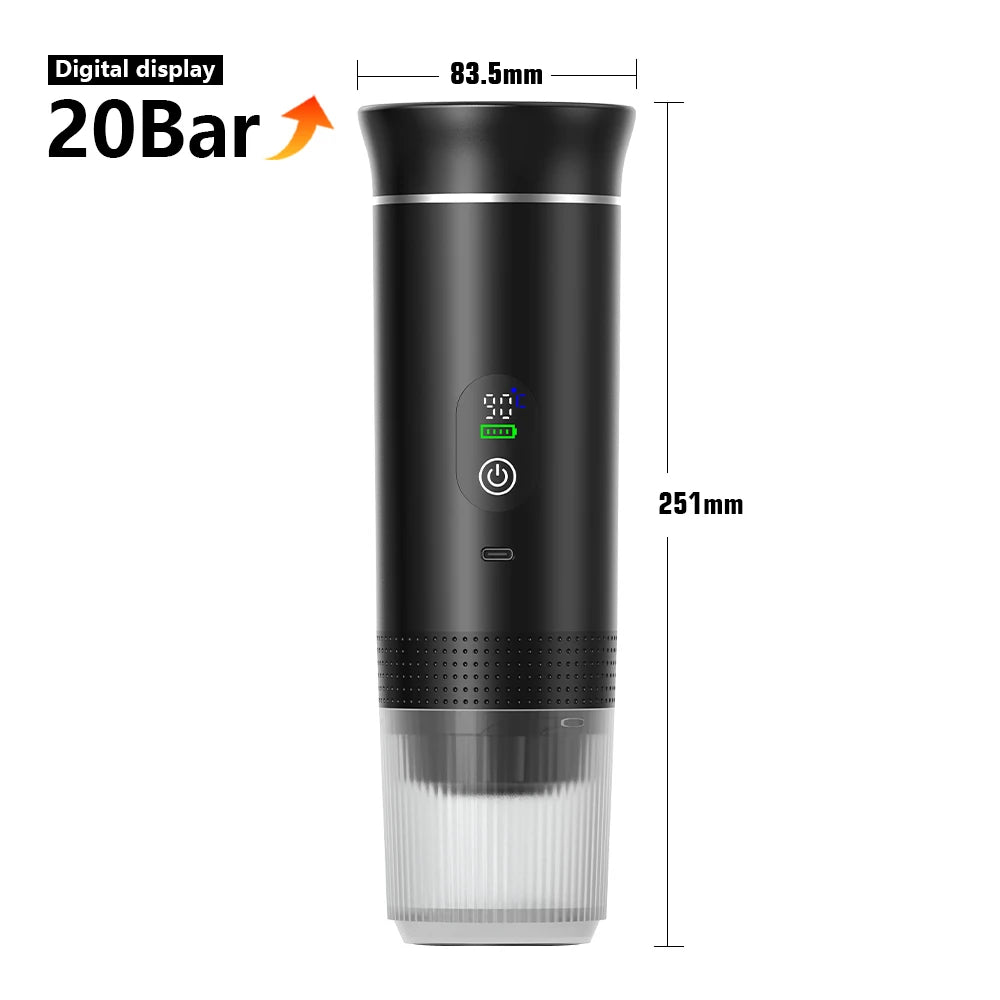 Wireless Portable Espresso Machine – 3-in-1 Coffee Maker, 20 Bar